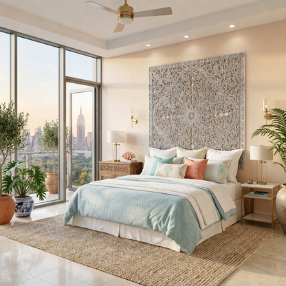 Carved Full Bed Headboard "Suksema"