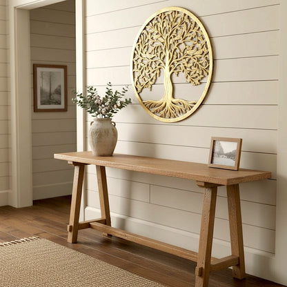 Carved Decorative Mandala  "Tree of Life" - Gold wash - 24 Inches