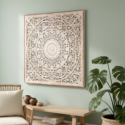 Carved Decorative Panel "Manusa" - Antic Wash - 40 Inches