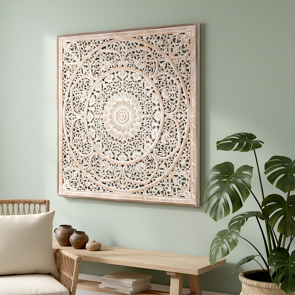 Carved Decorative Panel "Manusa" - Antic Wash - 40 Inches