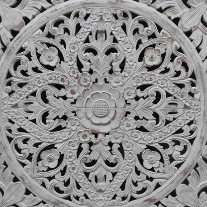 Carved Decorative Panel "Ceningan" - 40x40 inches - White Wash