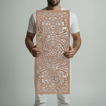 Carved Decorative Panel "Amara"  - Antic Wash - 40 x 15 Inches