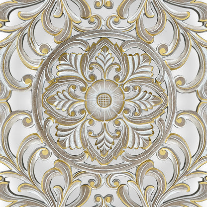 Carved Decorative Panel "Azalea" - Gold Antic Wash - 40 x 23 Inches