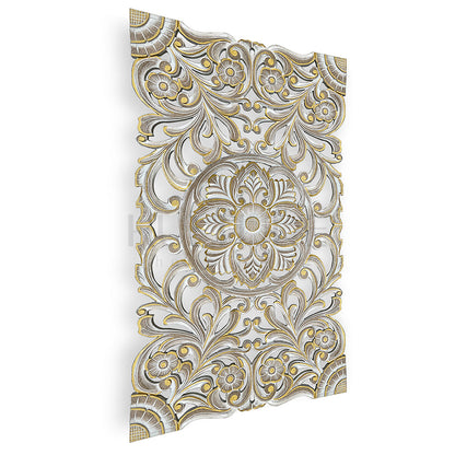 Carved Decorative Panel "Azalea" - Gold Wash - 39 x 24 Inches