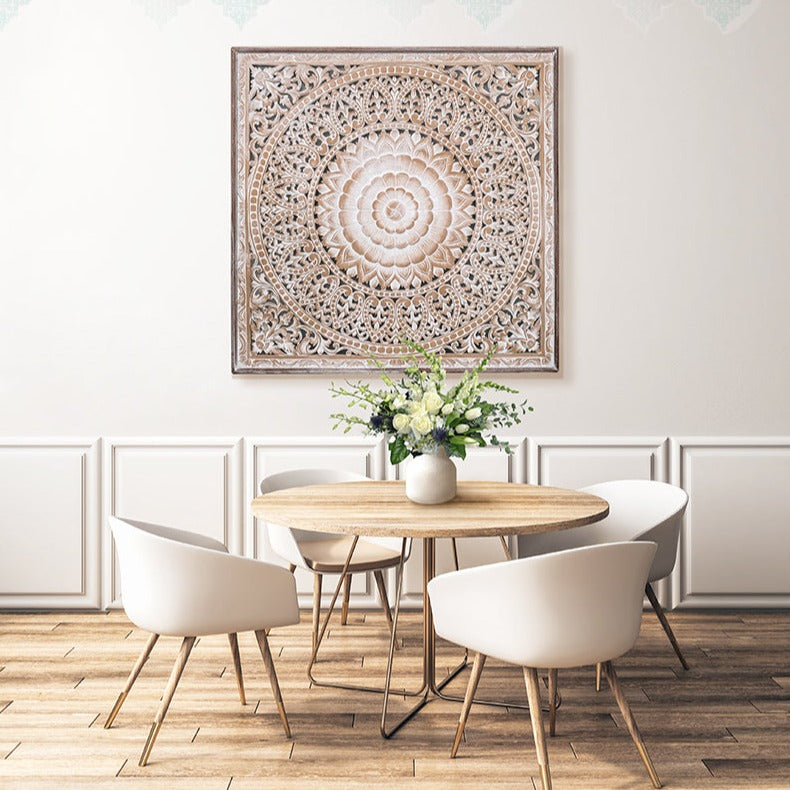 Carved Decorative Panel "Cendana" - Antic Wash - 43 x 43 Inches
