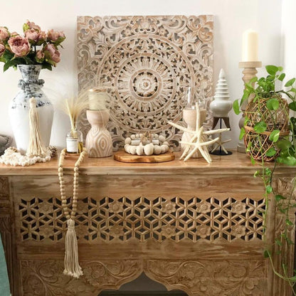 Carved Decorative Panel "Ranting" - 23 Inches - Antic Wash