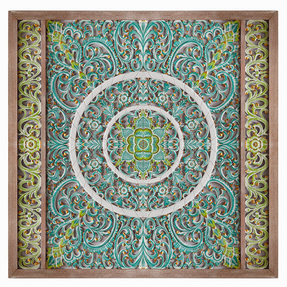 Carved Decorative Panel "Emerald" - 39 x 39 Inches - Multicolor Green