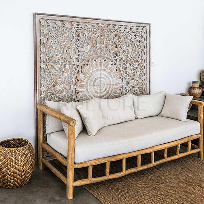 king size mandala bed headboard raflessia antic wash bali design hand carved hand made decorative house furniture wood material decorative wall panels decorative wood panels decorative panel board balinese wall art
