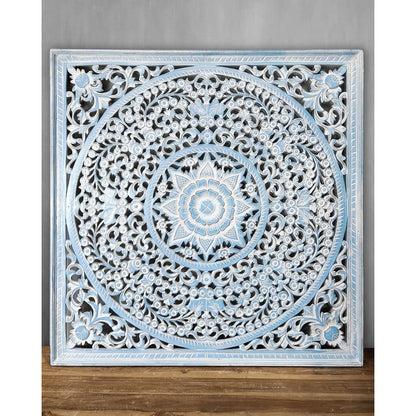 Bed Headboard King Size Peony - Blue Wash