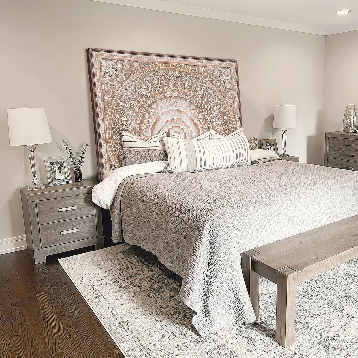 Carved Full Bed Headboard "Cendana"