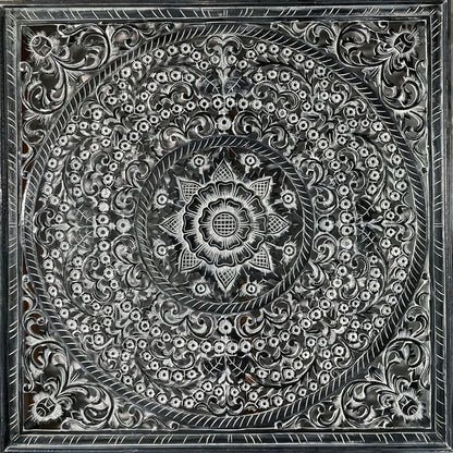 Decorative panel Panel Peony in black and white wash - 110