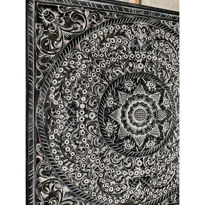 Decorative panel Panel Peony in black and white wash - 110