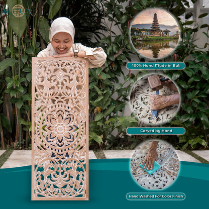 Carved Decorative Panel "Amara"  - Antic Wash - 40 x 15 Inches