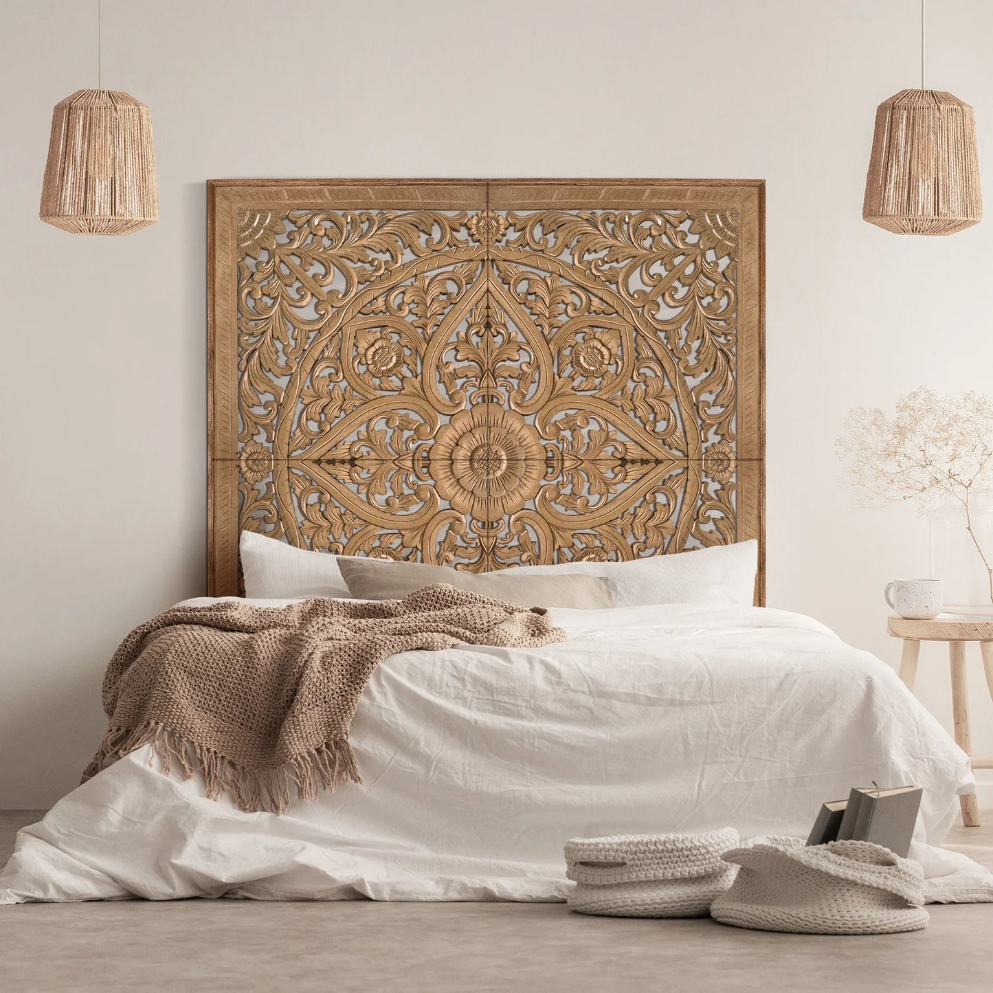 Carved Full Bed Headboard "Cahaya"