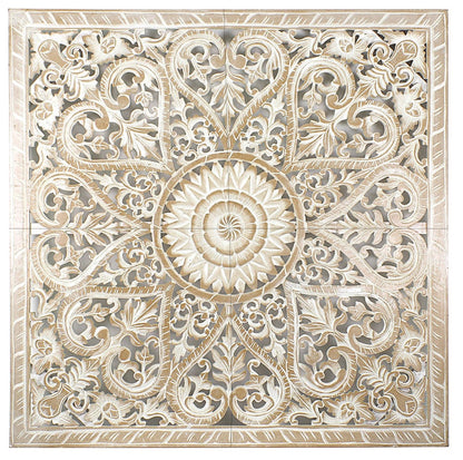 Carved Full Bed Headboard "Jantung" in Antique Wash