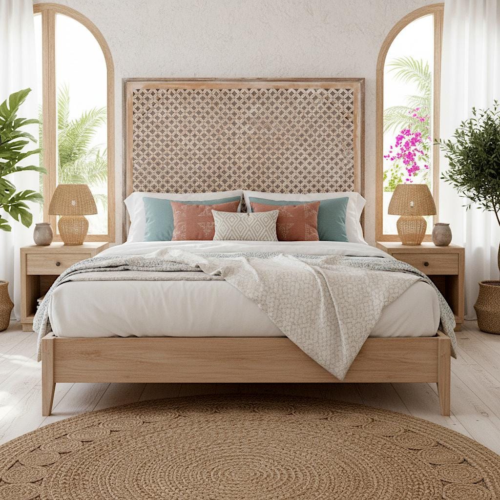 Carved Full Bed Headboard "Jagasatru"
