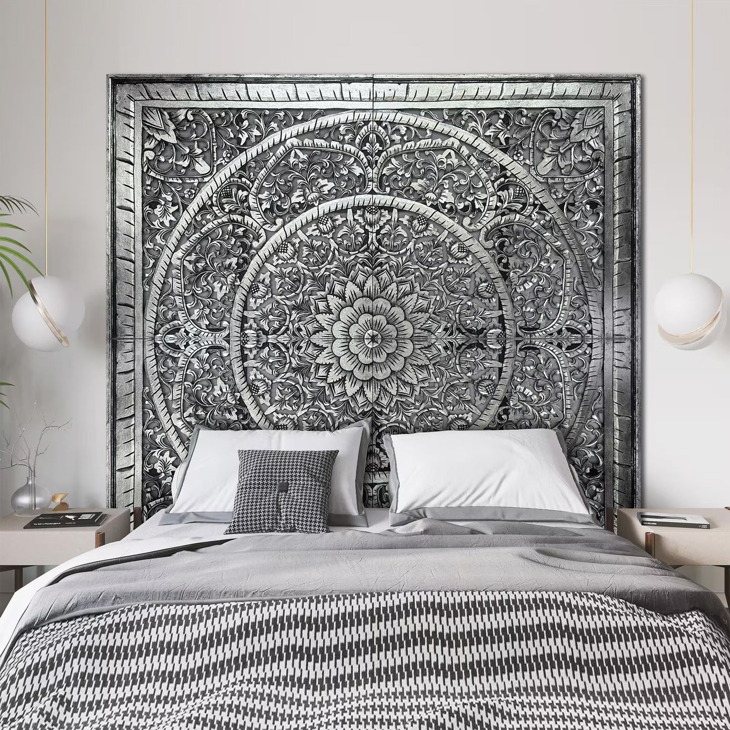 Full Bed Headboard "Manusa" - Silver