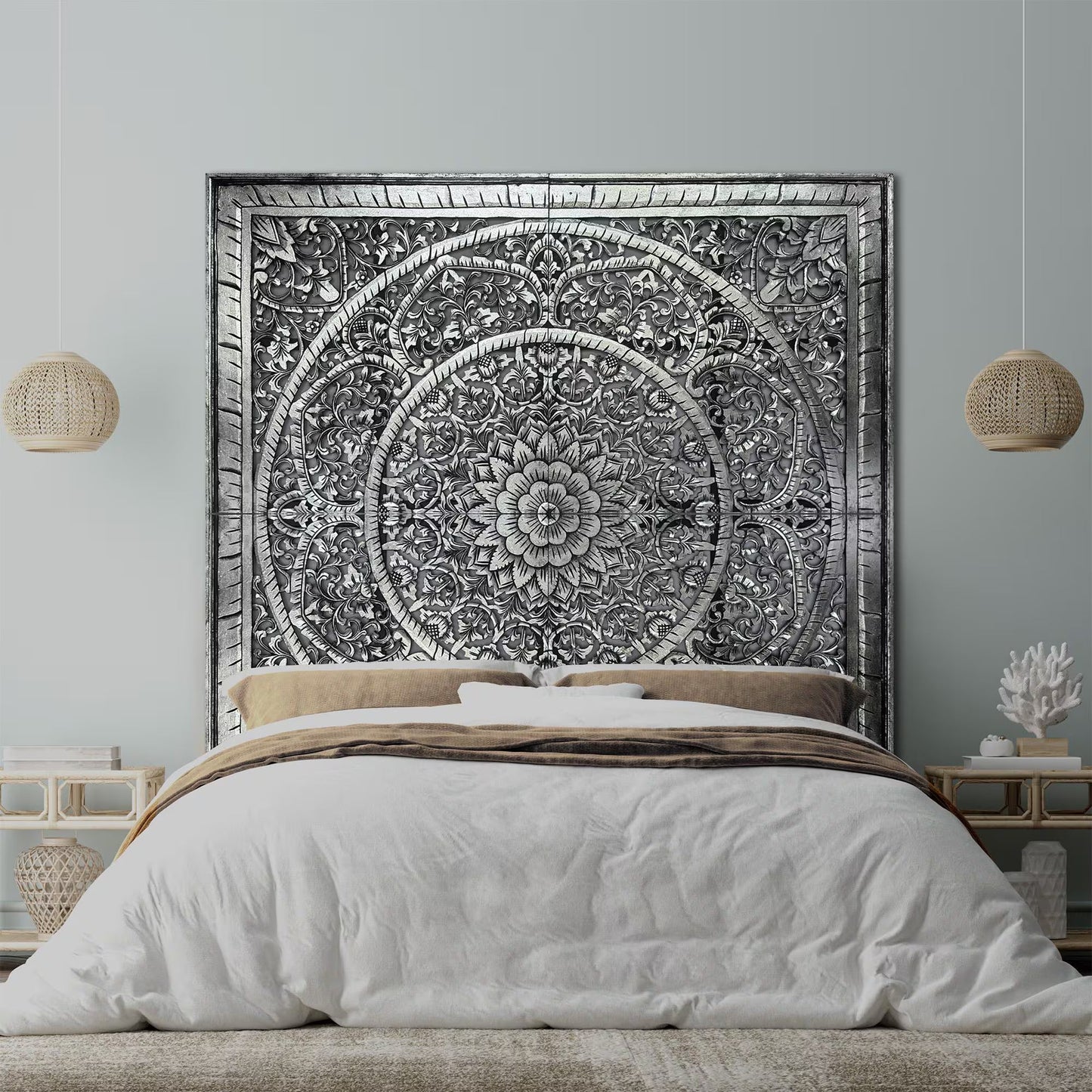 Full Bed Headboard "Manusa" - Silver