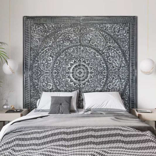 Full Bed Headboard "Manusa" - Black Wash