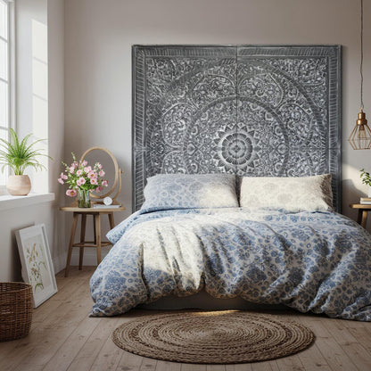 Full Bed Headboard "Manusa" - Black Wash