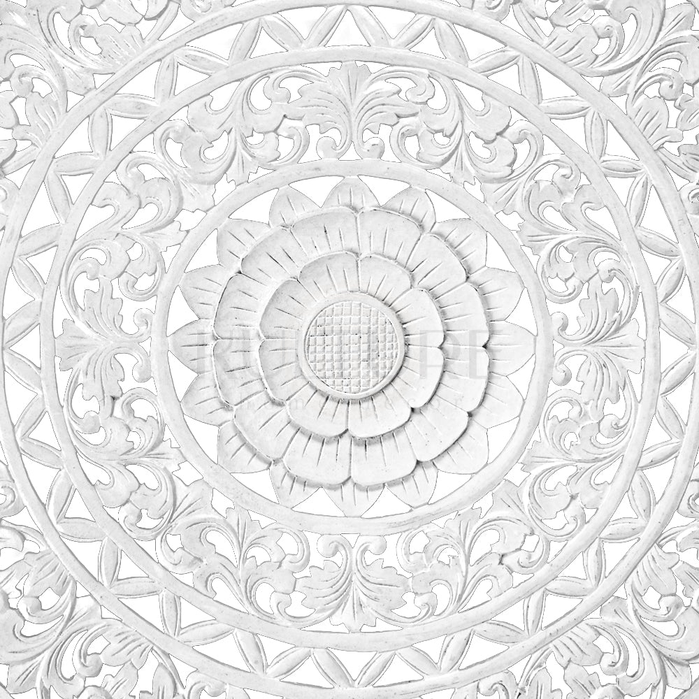 Carved Decorative Mandala "Jemu" - White - 40 Inches