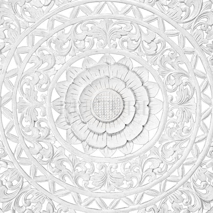 Carved Decorative Mandala "Jemu" - White - 40 Inches