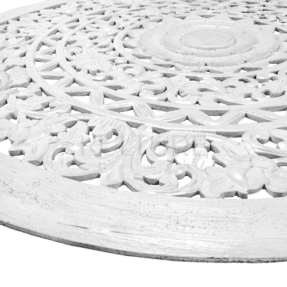 Carved Decorative Mandala "Jemu" - White - 40 Inches