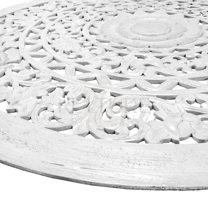 Carved Decorative Mandala "Jemu" - White - 40 Inches