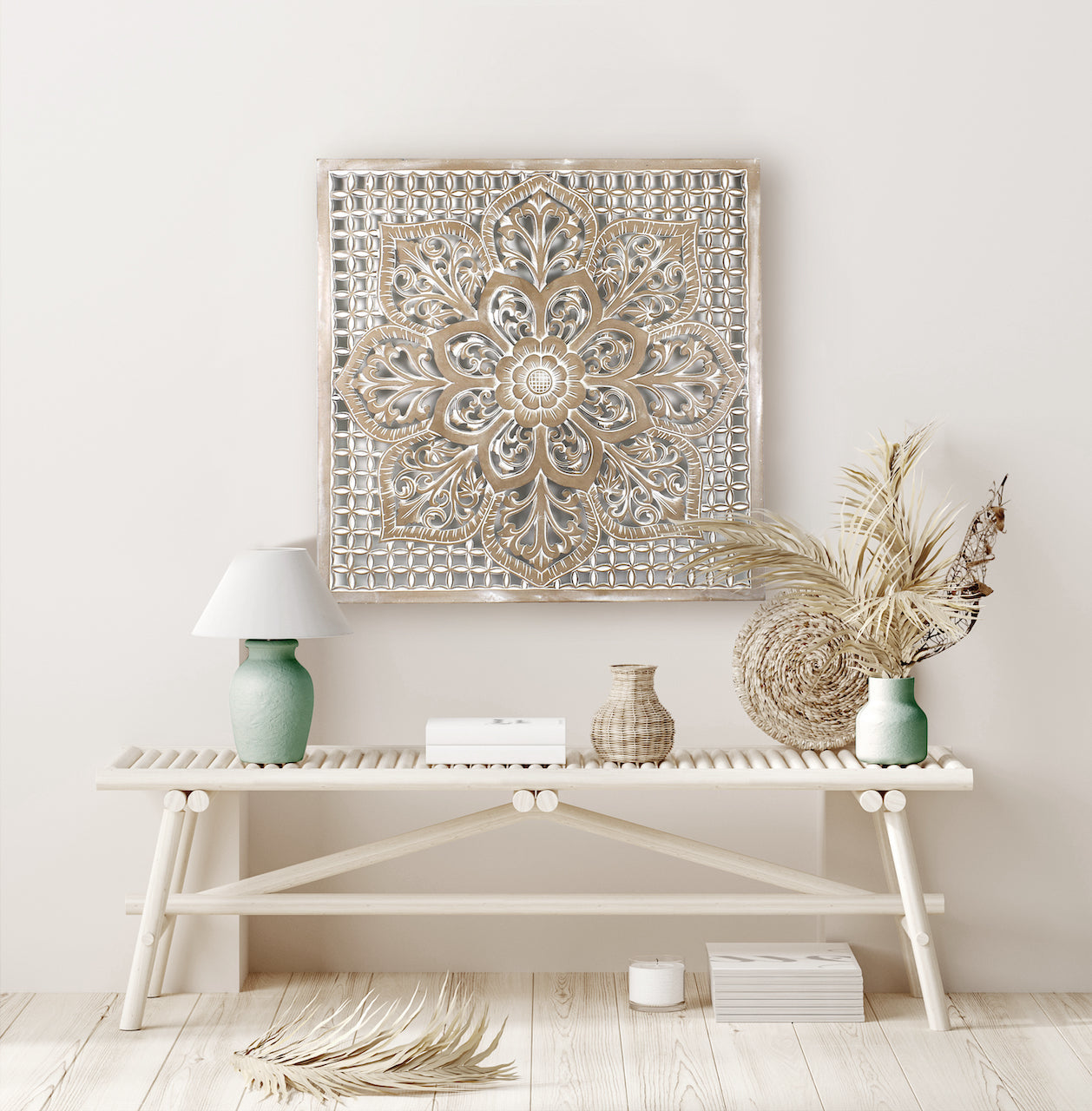 Carved Decorative Panel "Medit" - Antic Wash - 40 x 40 inch