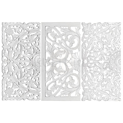 Set of 3 Decorative Panels "Pererenan" - White Wash - 20 x 20 Inches each