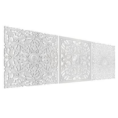 Set of 3 Decorative Panels "Pererenan" - White Wash - 20 x 20 Inches each