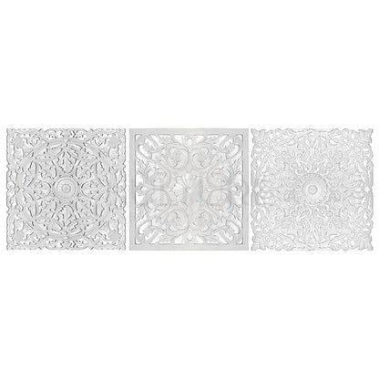 Set of 3 Decorative Panels "Pererenan" - White Wash - 20 x 20 Inches each