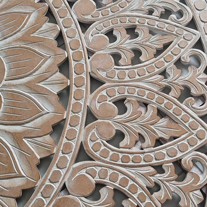 Carved Full Bed Headboard "Cendana" in Antique Wash