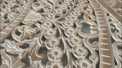 Carved Bed Headboard 'Malawi' - Antic Wash