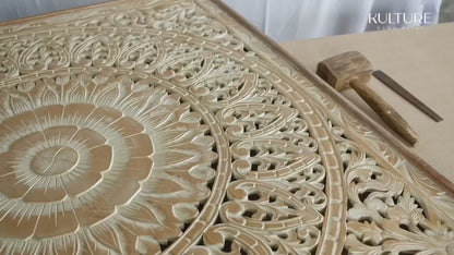 Carved Decorative Panel "Cendana" - Antic Wash - 43 x 43 inches