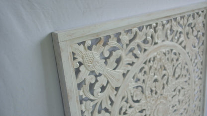 Carved Decorative Panel "Ceningan" - 40x40 inches - White Wash