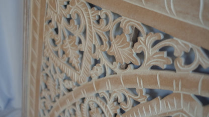 Carved Half Bed Headboard 'Sumber' in Antic Wash