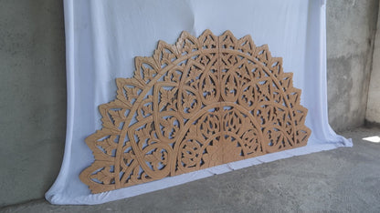 Carved Bed Headboard "Mahkota" - Natural Brown