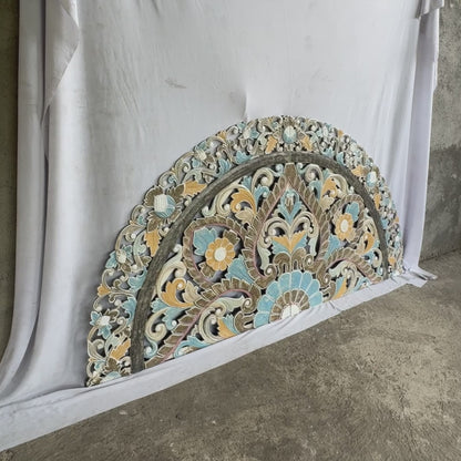 Carved Bed Headboard "Ayunina" - Multicolor Pastel