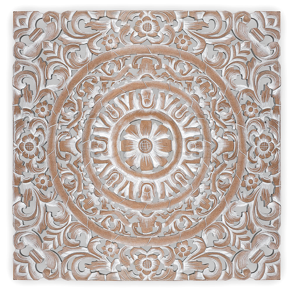 Carved Decorative Panel "Ranting" - 23 Inches - Antic Wash