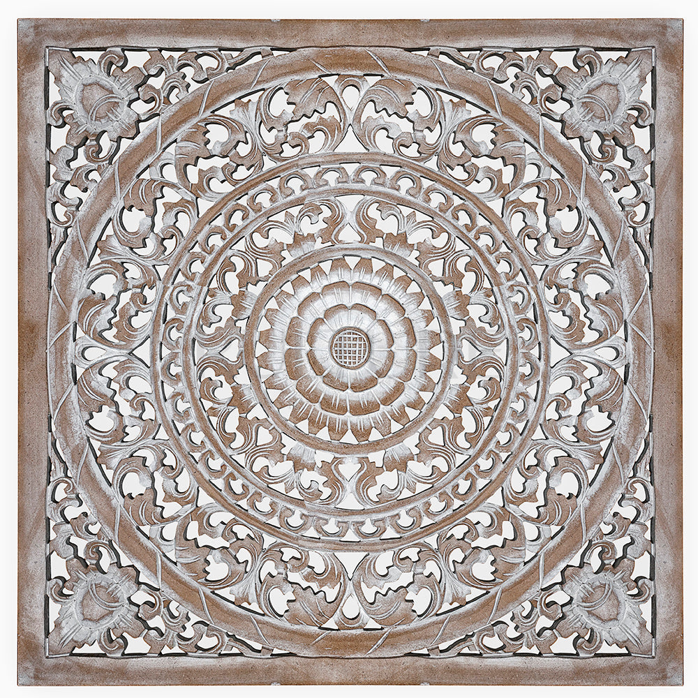 Carved Decorative Panel "Sakura" - Antic Wash - 23 Inches