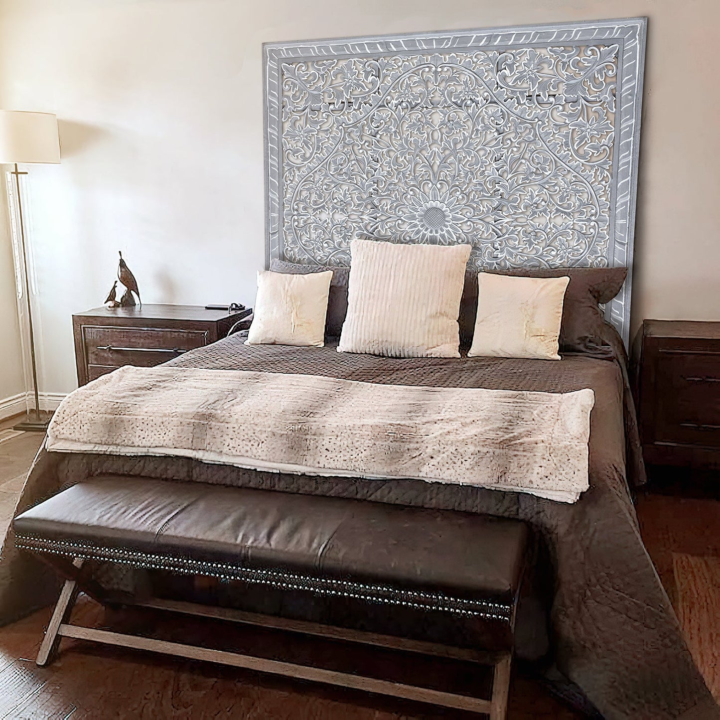 Carved Full Bed Headboard "Suksema"