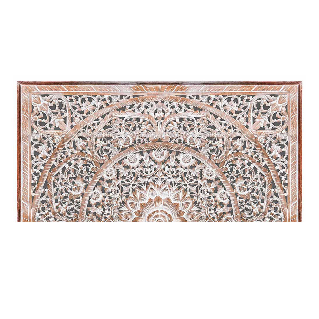 Carved Half Bed Headboard 'Sumber' in Antic Wash
