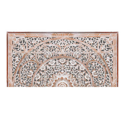 Carved Half Bed Headboard 'Sumber' in Antic Wash