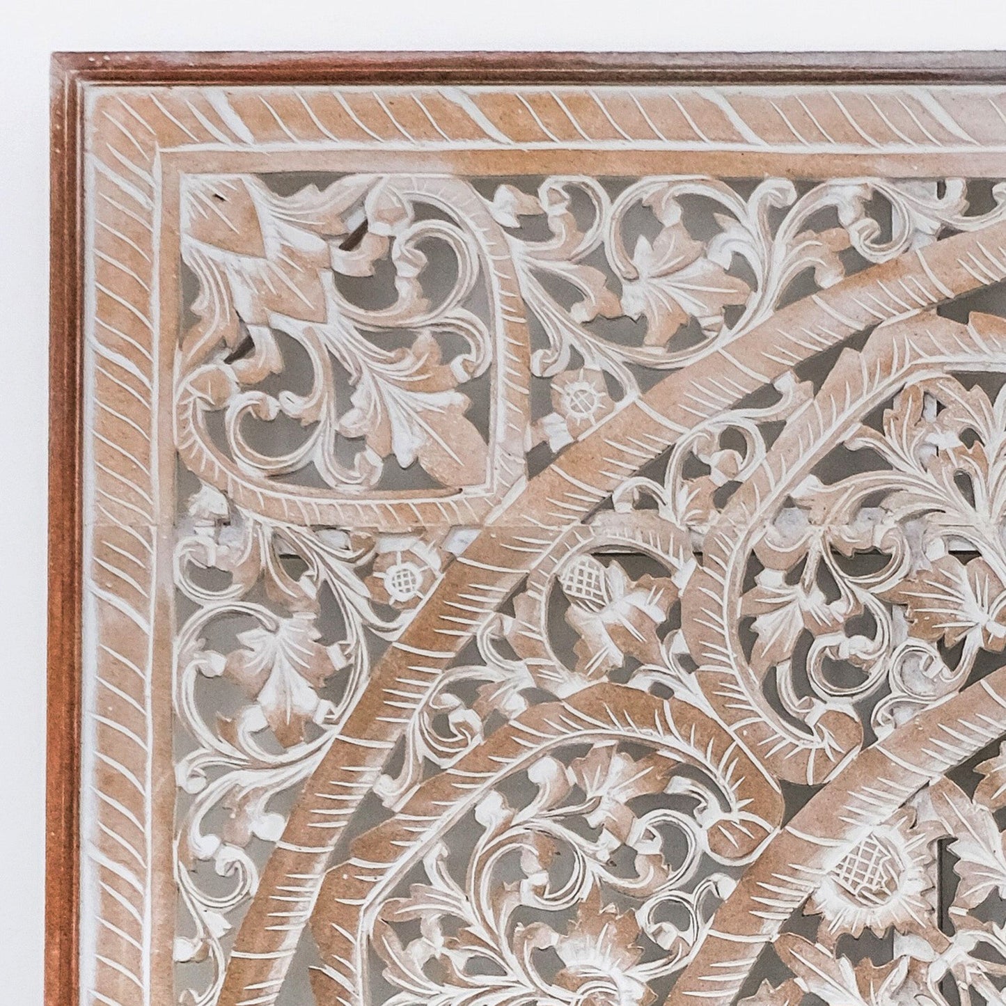 Carved Half Bed Headboard 'Sumber' in Antic Wash